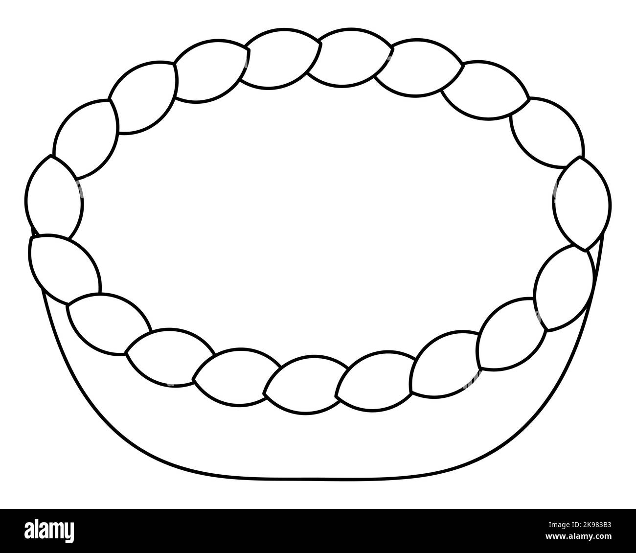 Torta di zucca. Inserire il testo. Illustrazione vettoriale. Contorno su sfondo bianco isolato. Stile Doodle. Schizzo. Simbolo del giorno del Ringraziamento. Illustrazione Vettoriale