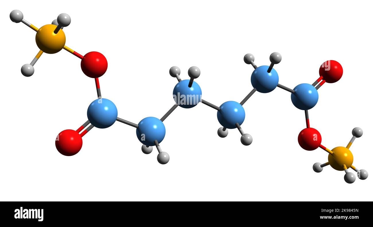 3D immagine della formula scheletrica dell'adipato di ammonio - struttura chimica molecolare dell'additivo alimentare isolato su sfondo bianco Foto Stock