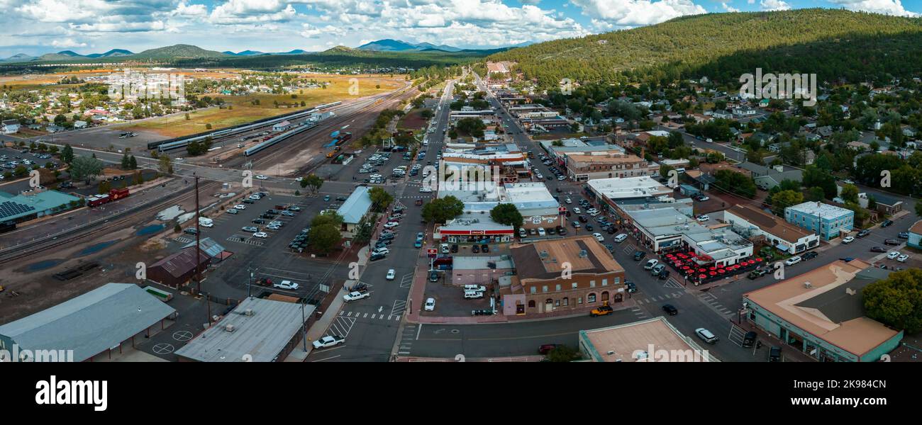 AERIA vista della strada cowboy 66 città di Williams Foto Stock
