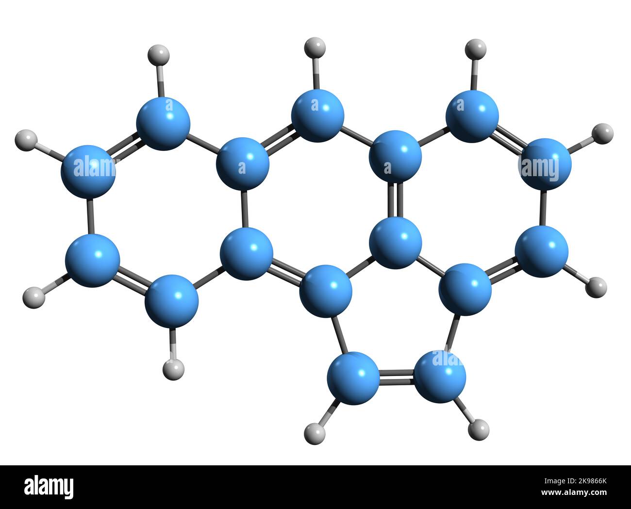 3D immagine di formula scheletrica di aceantrilene - struttura chimica molecolare di idrocarburo aromatico eterociclico isolato su sfondo bianco Foto Stock