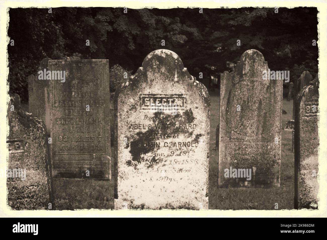 Cimitero antico del 16th ° secolo situato a Pownal, VT USA Foto Stock