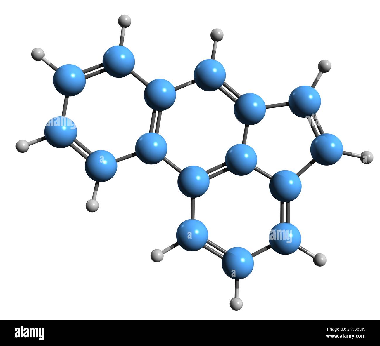 3D immagine di formula scheletrica di acefenantrilene - struttura chimica molecolare di idrocarburo aromatico policiclico isolato su sfondo bianco Foto Stock