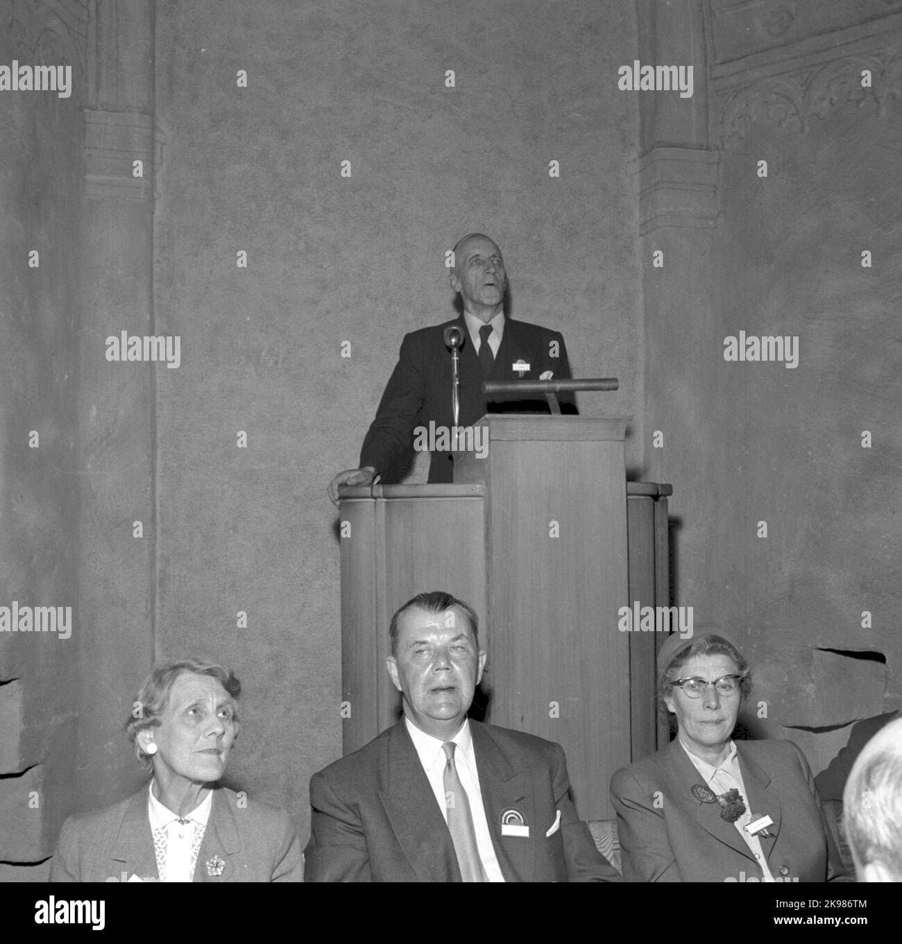 Il 24th° incontro generale della Nordic Railwayman Society a Stoccolma dal 1958-05-20 al 1958-05-22. Escursione a Uppsala. Cena al castello di Uppsala Foto Stock