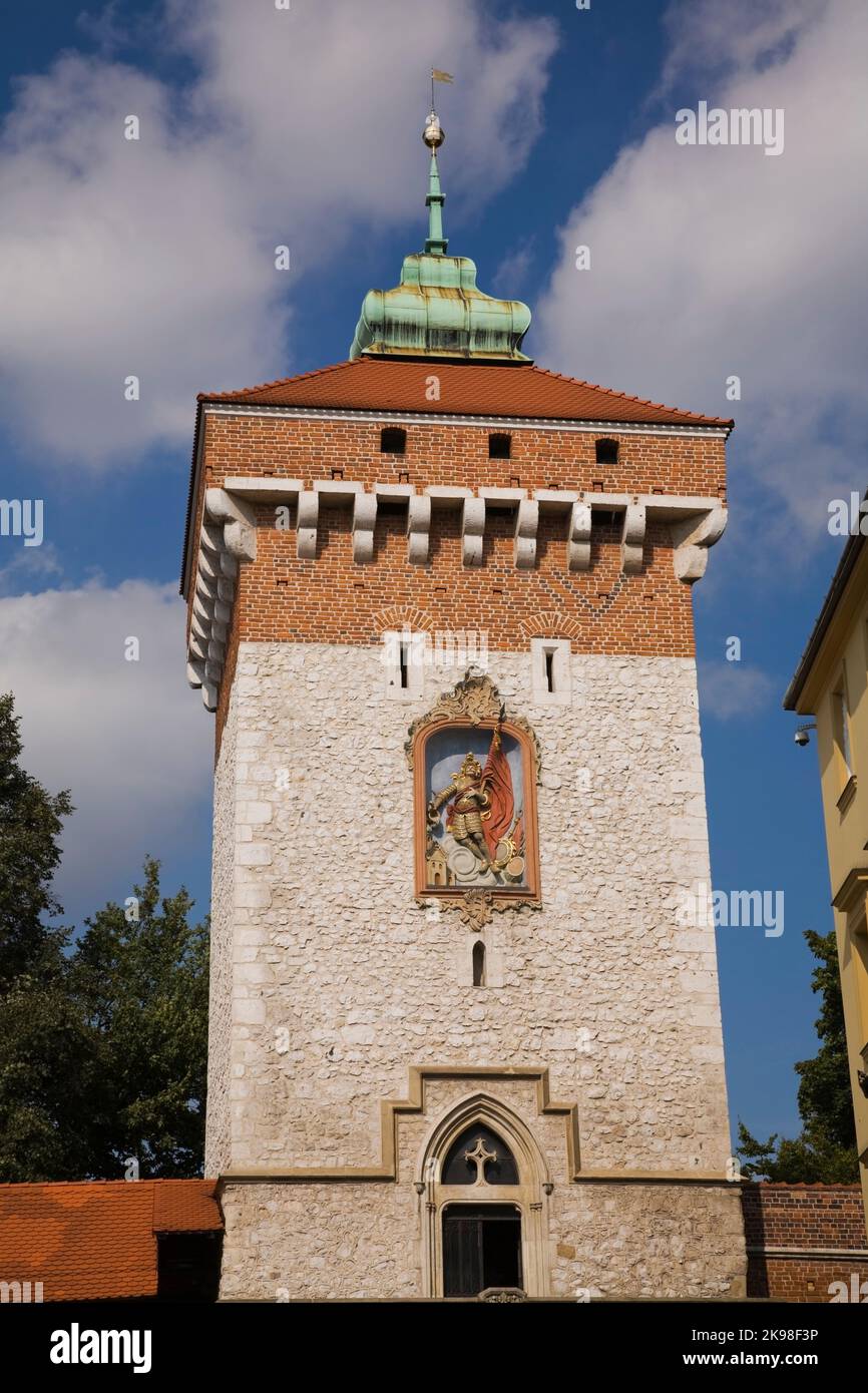 Saint-Florian Gate Tower, Cracovia, Polonia. Foto Stock