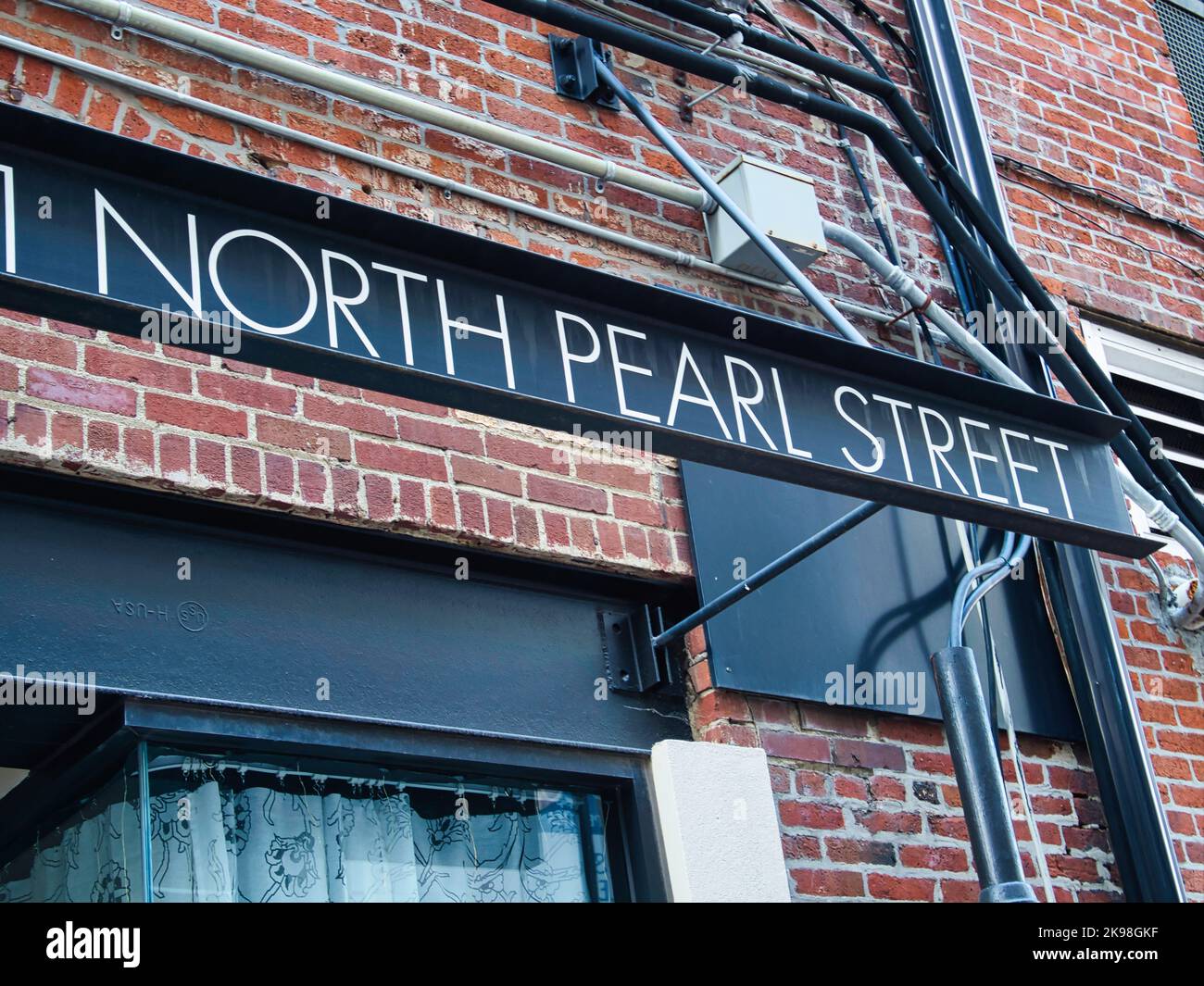 North Pearl Street, indicazioni per Columbus Ohio USA Foto Stock