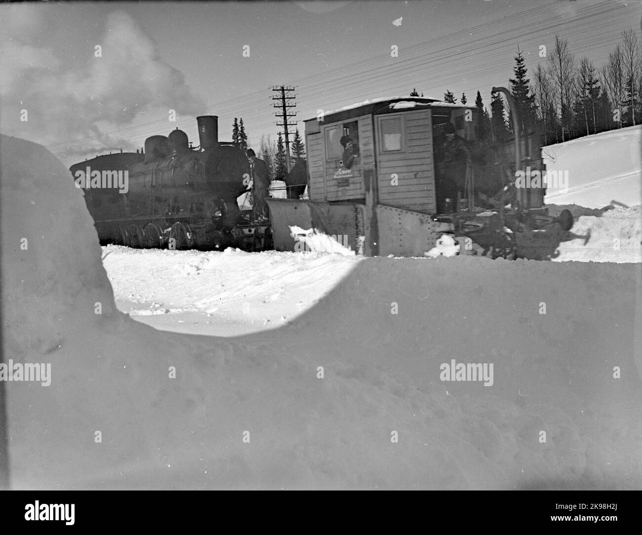 Rimozione della neve con aratro alare Foto Stock