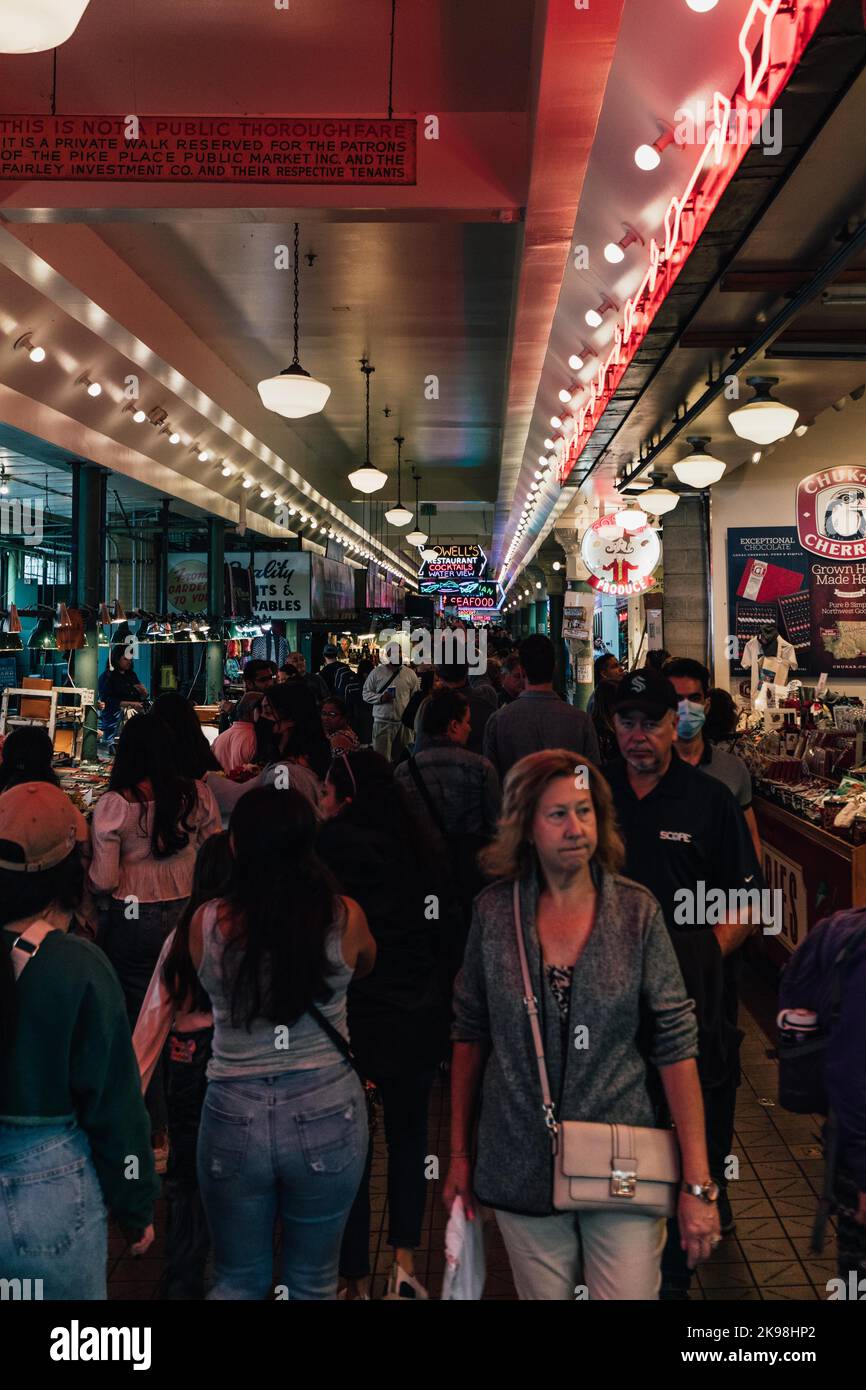 All'interno di Pike Street Market Seattle Foto Stock