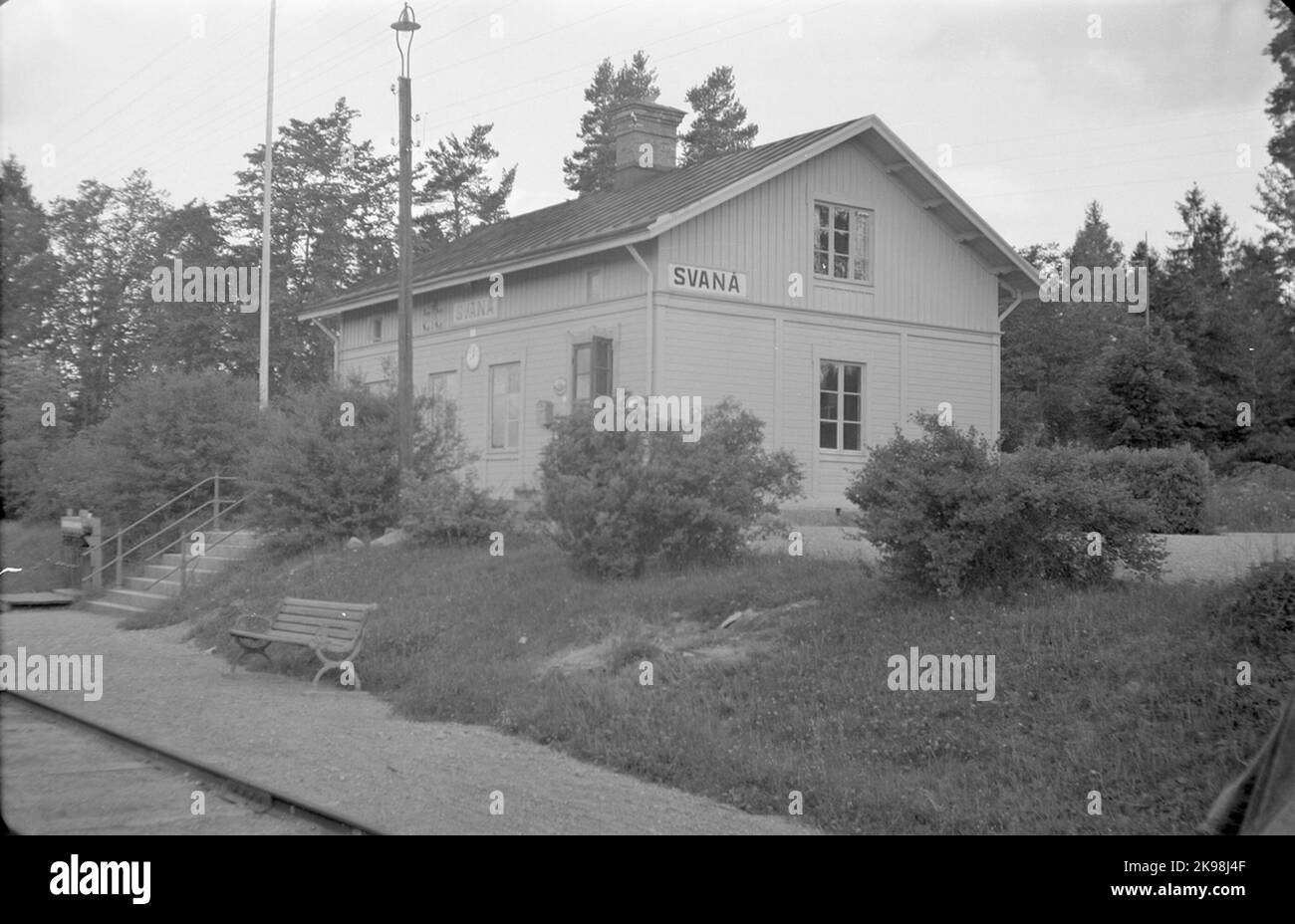 Stationshuset eretta nel 1876. Stazione costruita nel 1876, bordo fiancheggiato nel 1887. Godsmagasin costruito nel 1882, alloggi di servizio 1894. Foto Stock