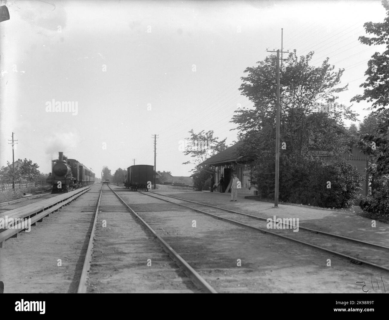 Divenne una stazione nel 1874. La casa stazione è una casa semplice, più piccola in legno, casa modello per Grimstorp. La stazione è stata aperta nel 4.10.1875 Foto Stock