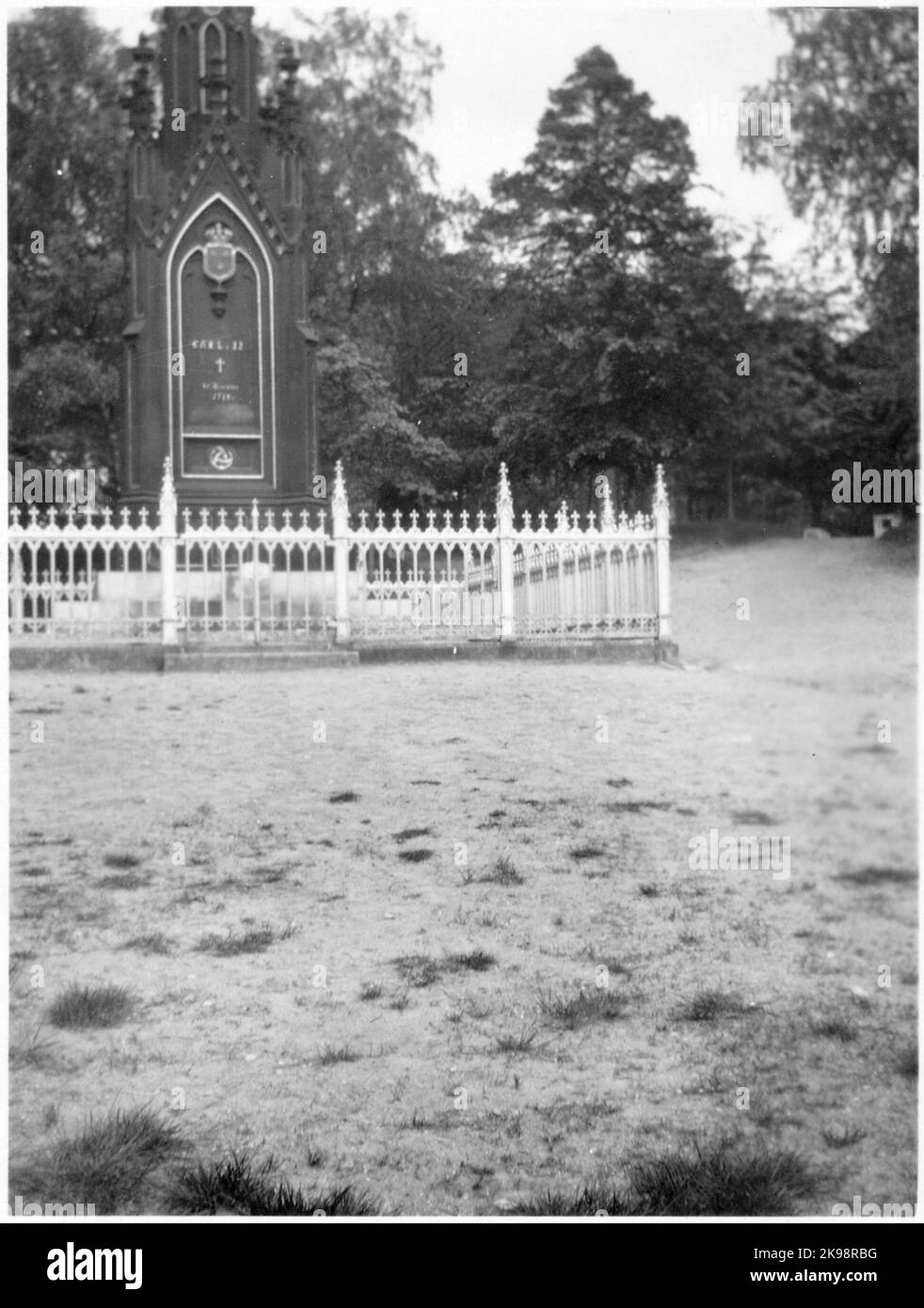 Lapide commemorativa di Carlo XII nella Fortezza di Fredriksten ad Halden, Norvegia. Foto Stock