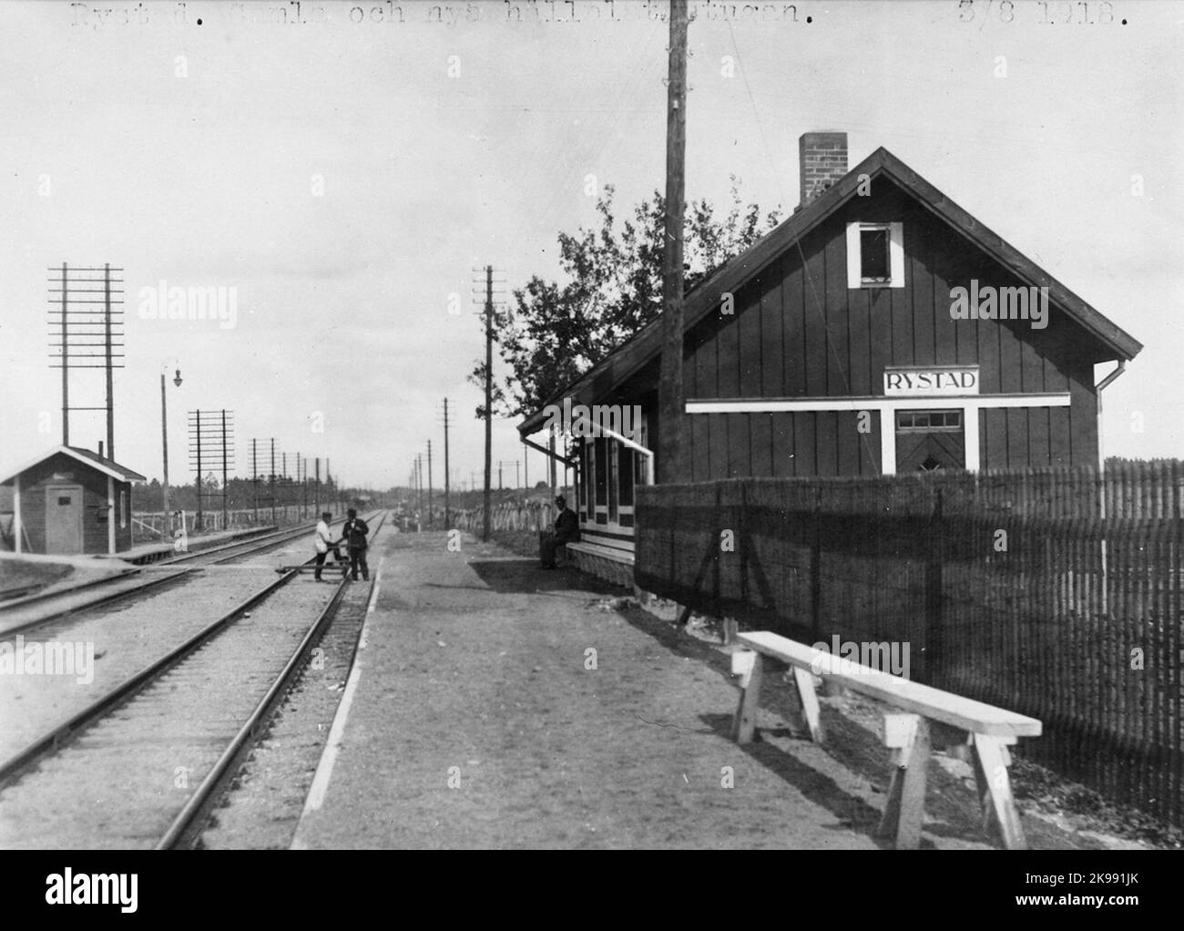 Rystad Gamla e la nuova fermata dell'autobus. Foto Stock