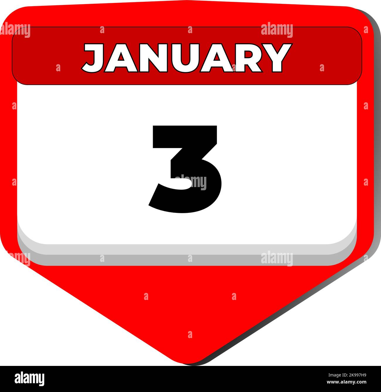 3 gennaio icona vettore giorno di calendario. 3 gennaio. Terzo giorno di gennaio. 3rd numero di data. calendario di 3 giorni. Tre date Illustrazione Vettoriale