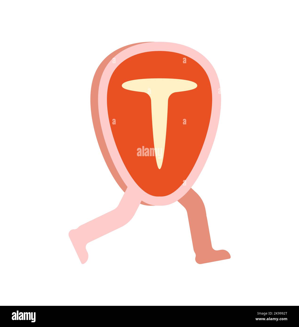 Pezzo di carne run. Funzionamento a taglio grezzo. Concetto di consegna della carne Illustrazione Vettoriale