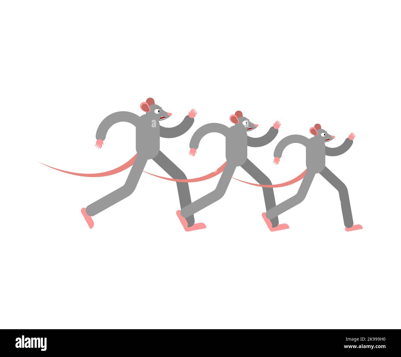 Il mouse è in esecuzione. Rat run. Illustrazione vettoriale Illustrazione Vettoriale