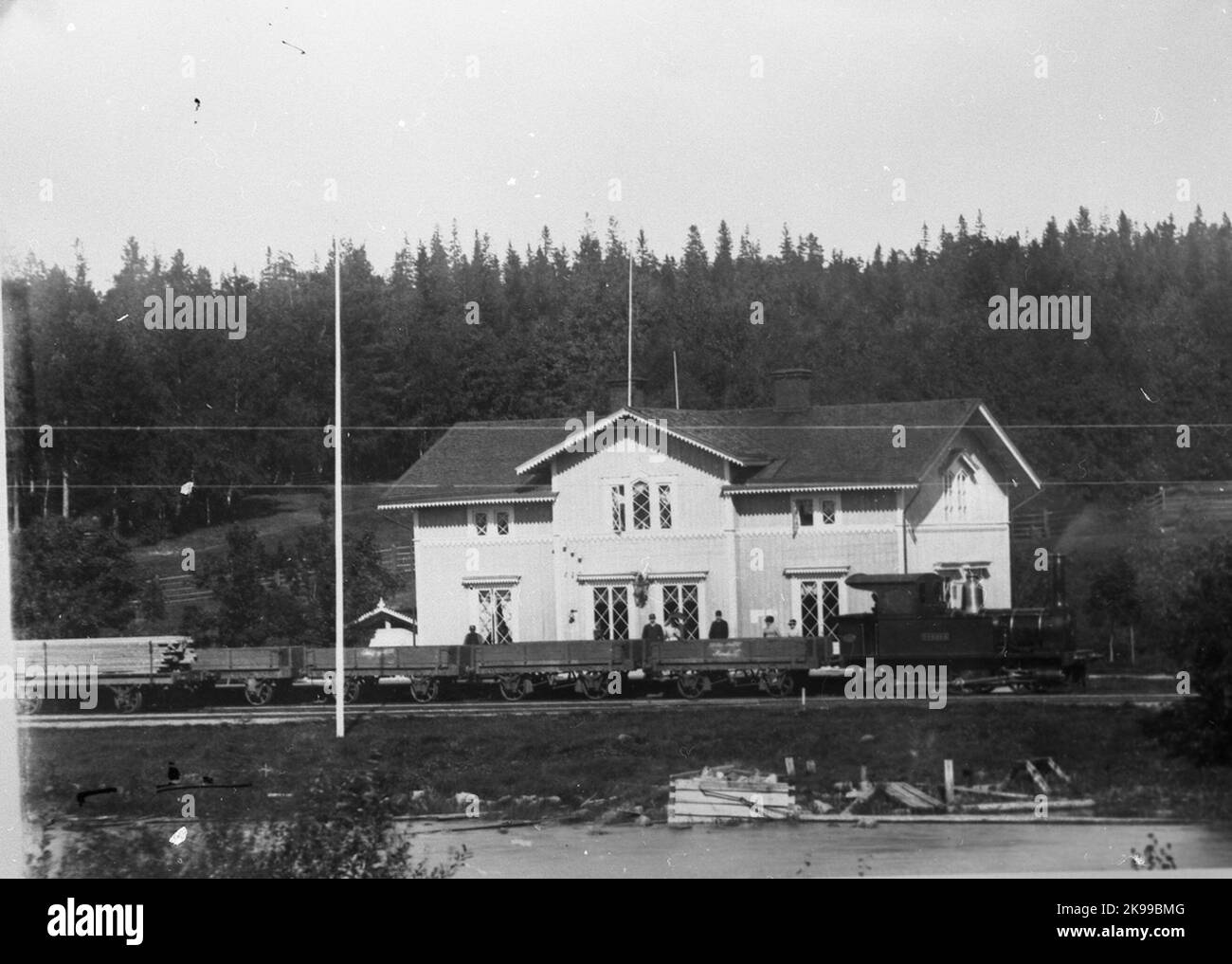 Stazione ferroviaria di Forsa, costruita da Hudiksvalls Railway 1860. In pista HJ Lok numero 3 ‘Forssa Foto Stock