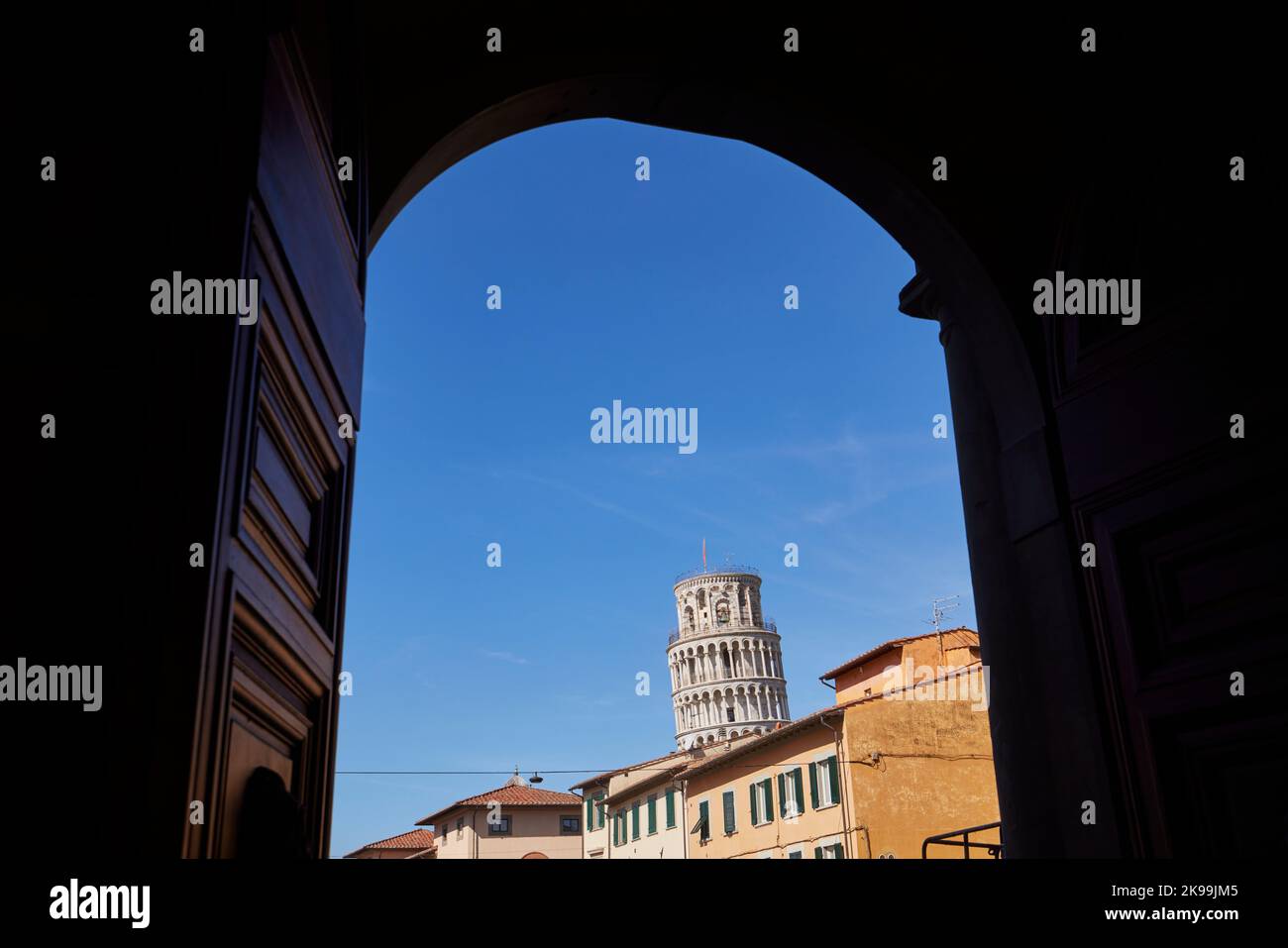 Pisa, Toscana, Italia, punto di riferimento storico Torre Pendente di Pisa campanile indipendente, della Cattedrale di Pisa Foto Stock