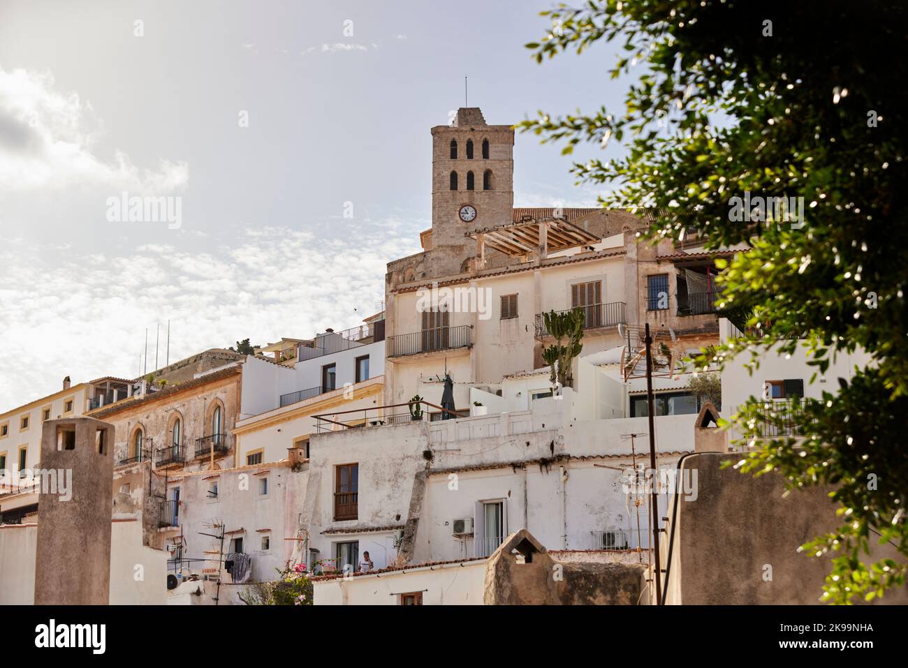 Città portuale Ibiza Isole Baleari, Spagna Mar Mediterraneo, centro storico Castello di Ibiza Foto Stock