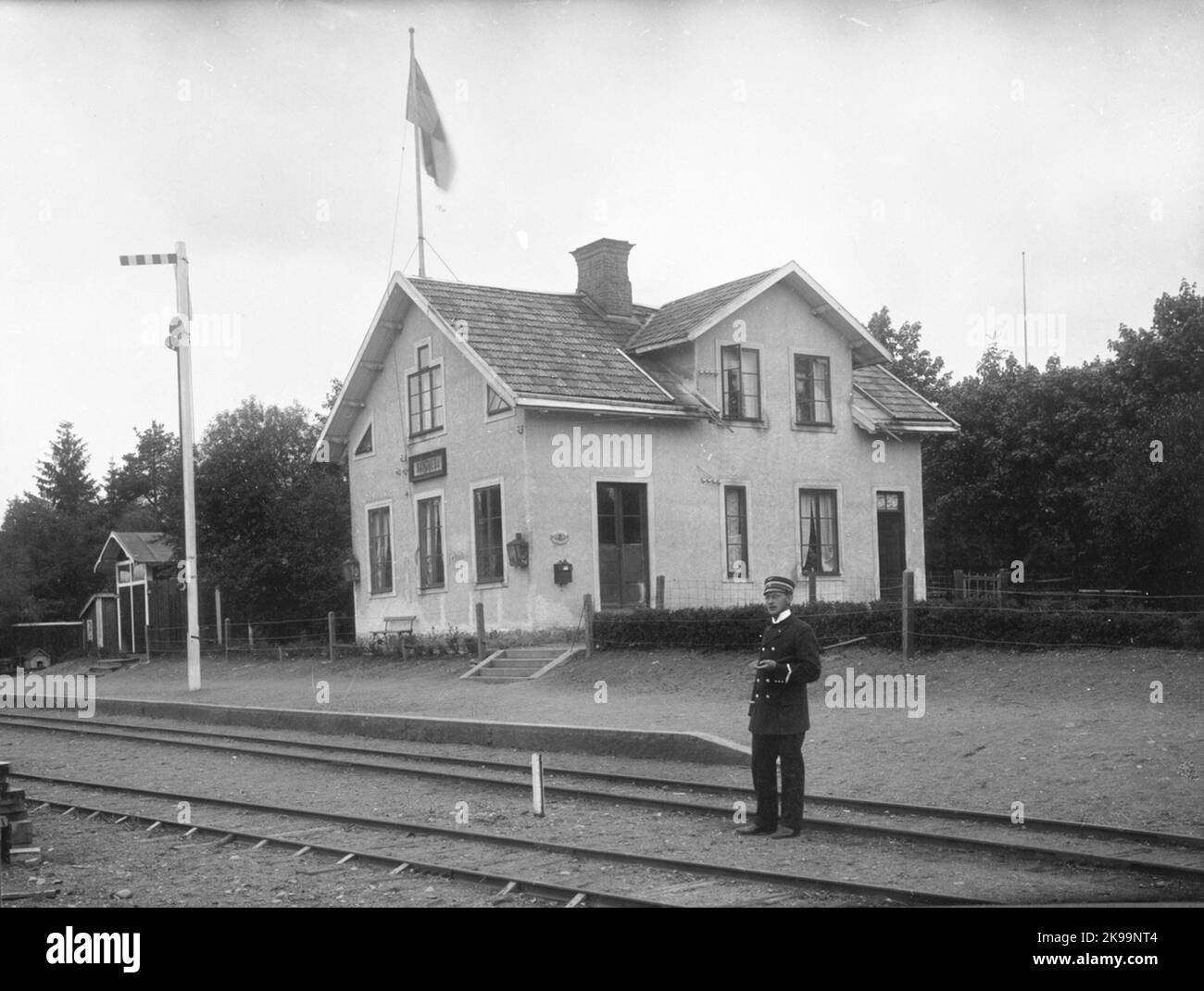 Master della stazione J W Sjöholm Untanf per la stazione di Sandared Foto Stock