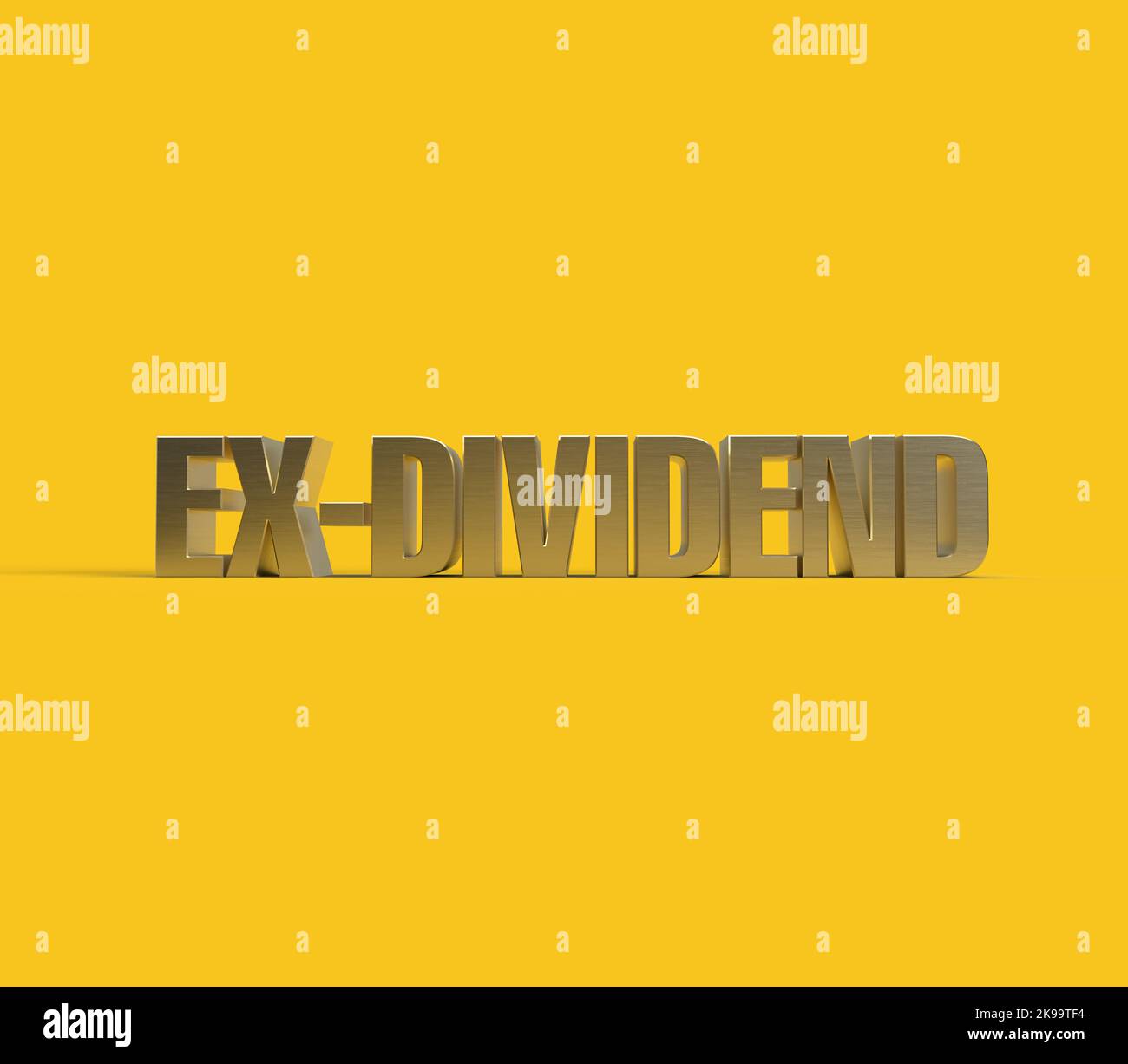 Ex-Dividend dati finanziari 3D illustrazione del rendering. Sfondo giallo. Foto Stock