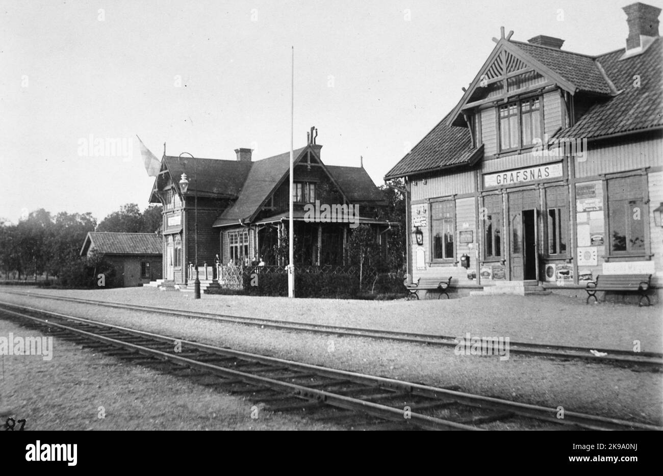 Area traffico paesaggistica nel 1900. La casa della stazione è stata bruciata nel 1914 e la stazione è stata spostata in connessione con questo al locale del ristorante ferroviario allora. Nella condizione attuale, la stazione è stata dal 1922. Un piano e mezzo in legno. In 1938 2 kl di ritorno ad appartamento residenziale Foto Stock