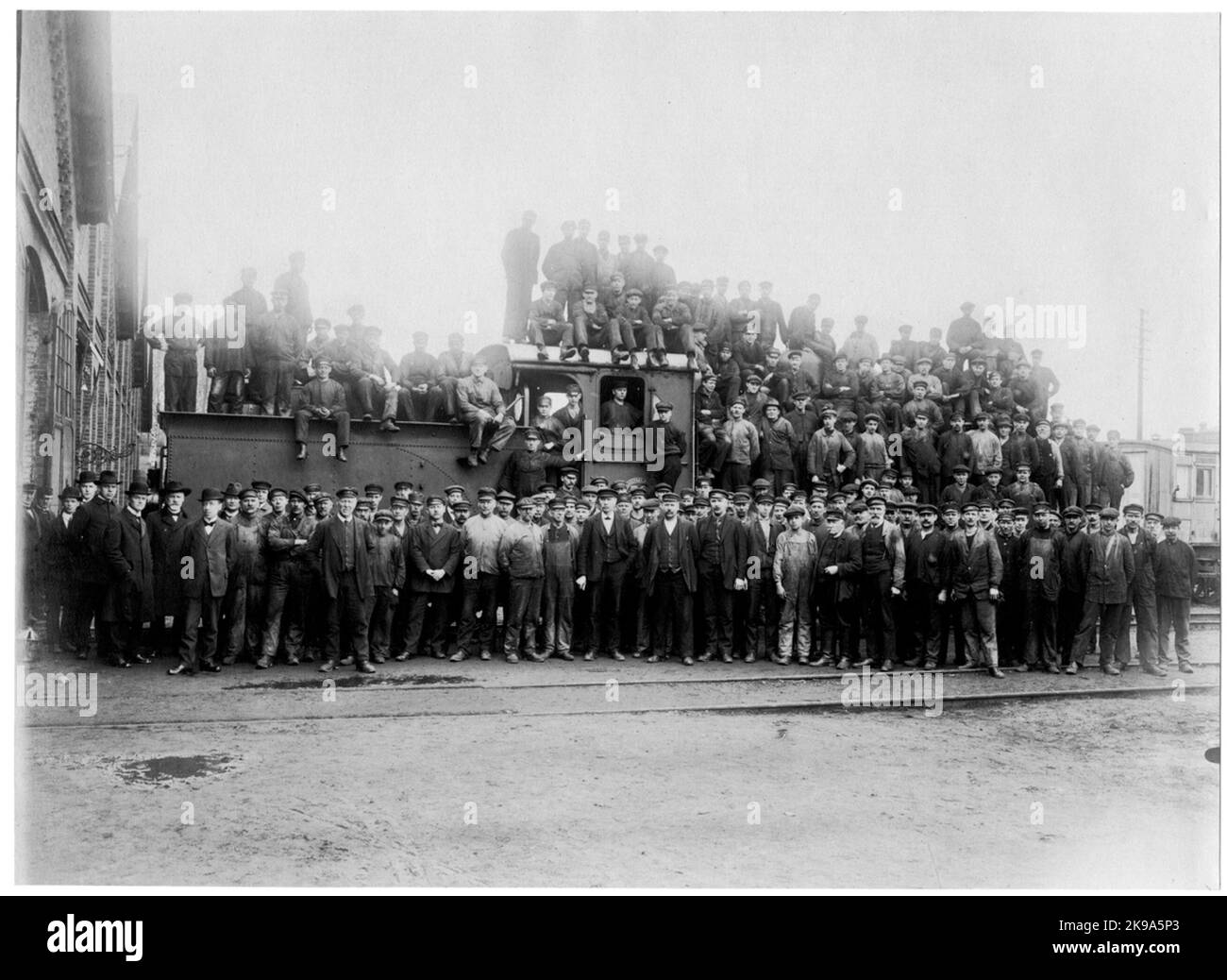 In memoria del reparto locomotive nel vecchio laboratorio di Åmål. Foto Stock