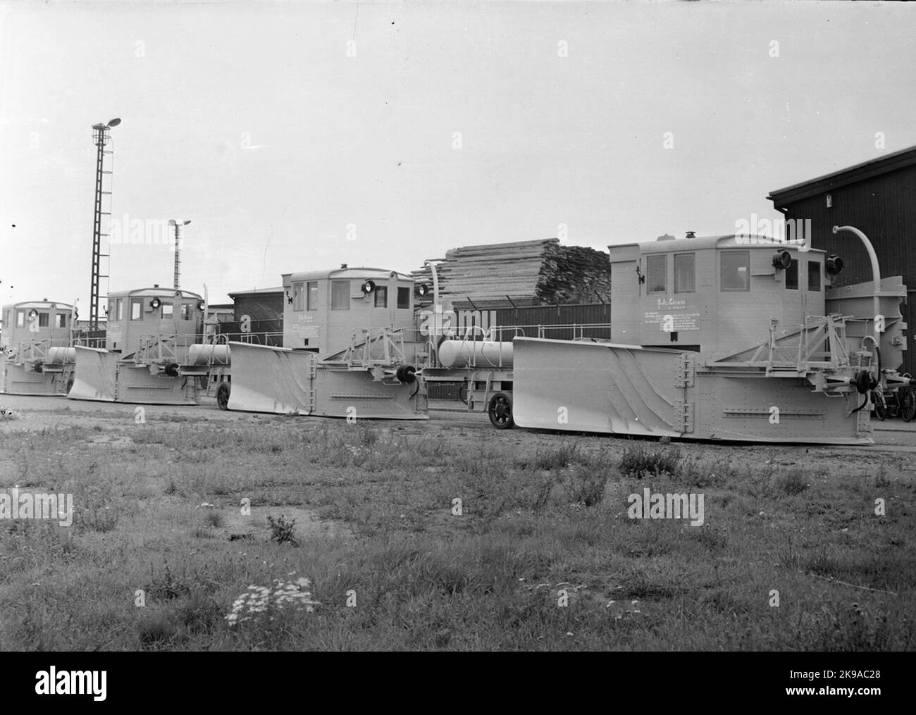 La state Railways, la SJ Snow Plow C2S 101 e altri. Foto Stock