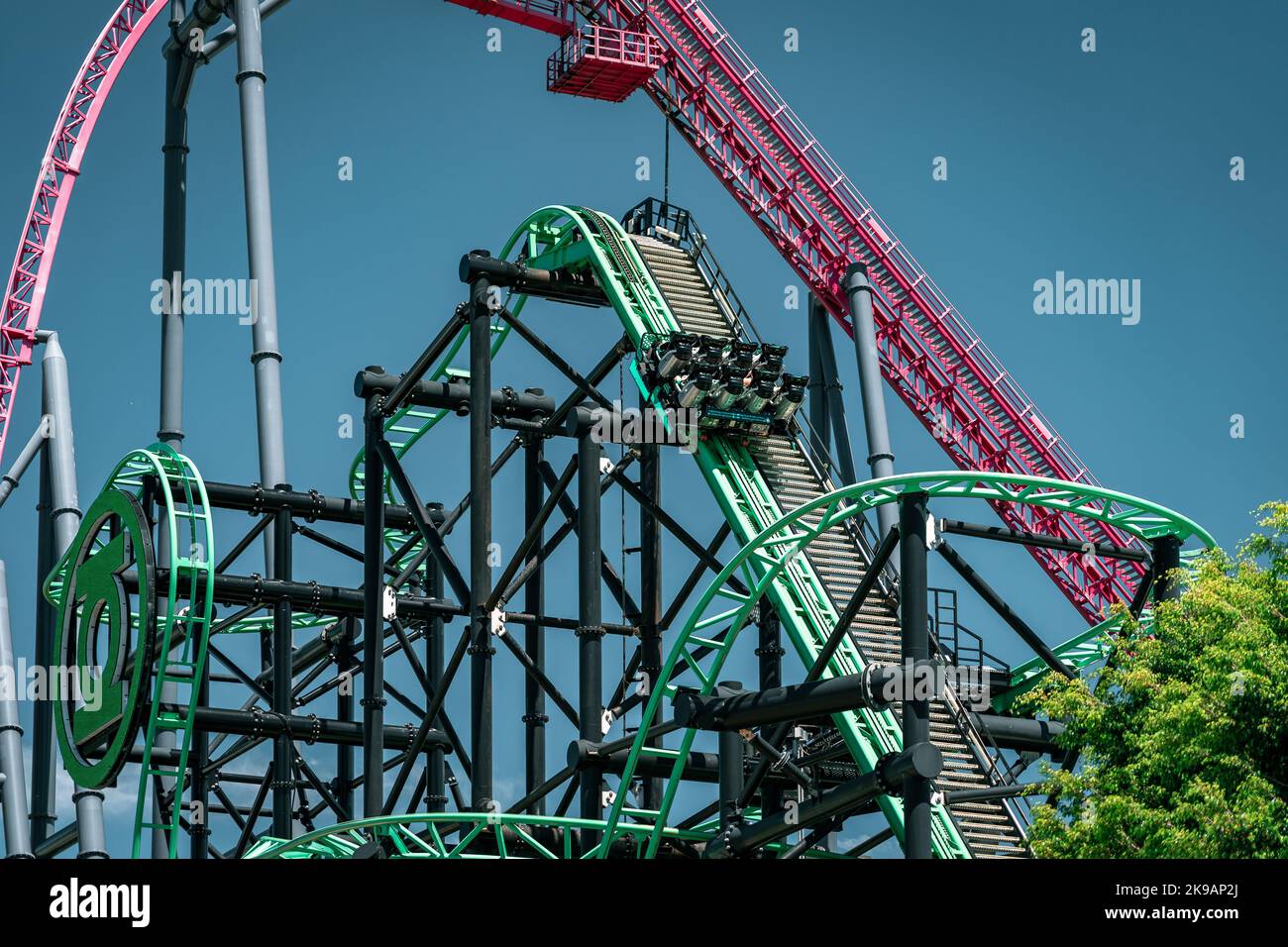 Gold Coast, Queensland, Australia - DC rivals brivido corsa al parco a tema Movie World Foto Stock