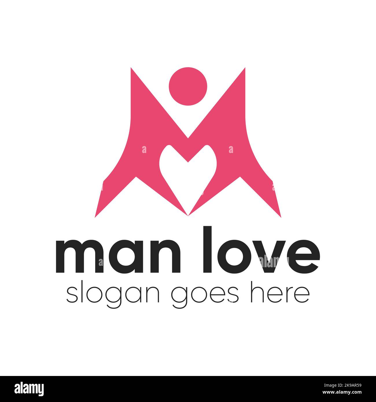 Design moderno del logo uomo amore con la combinazione di amore e uomo icona Illustrazione Vettoriale