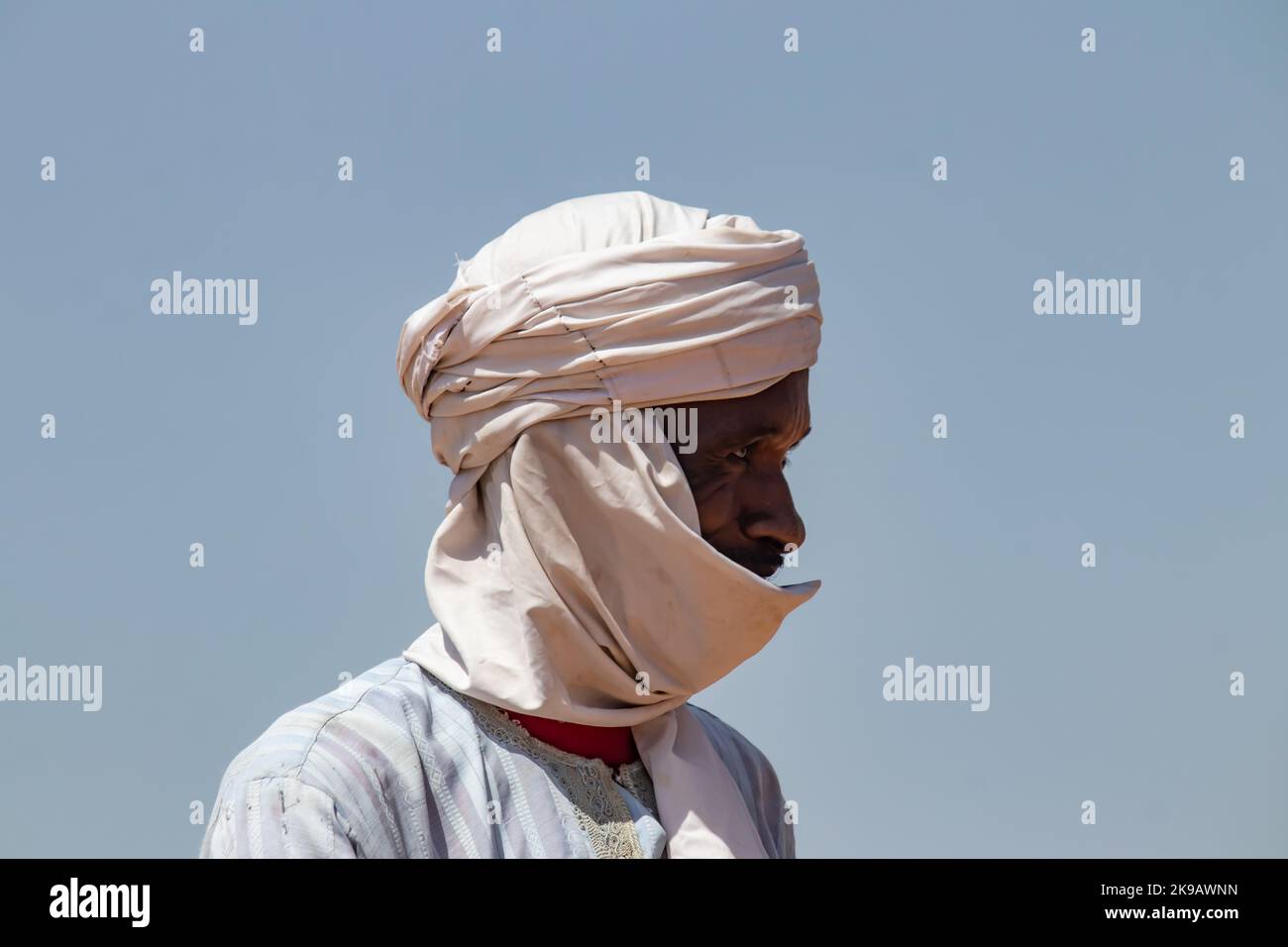 Tribù africane, Nigeria, Stato di Borno, città di Maiduguri. La tribù dei Fulani è vestita tradizionalmente con abiti colorati Foto Stock