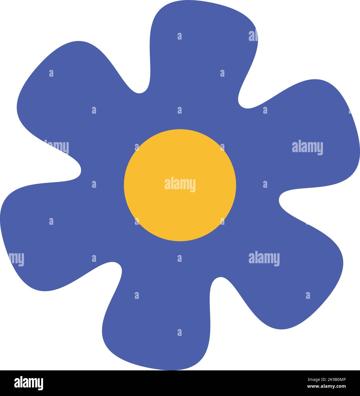 Simbolo del fiore blu. Icona a forma di fiore circolare stilizzata Illustrazione Vettoriale