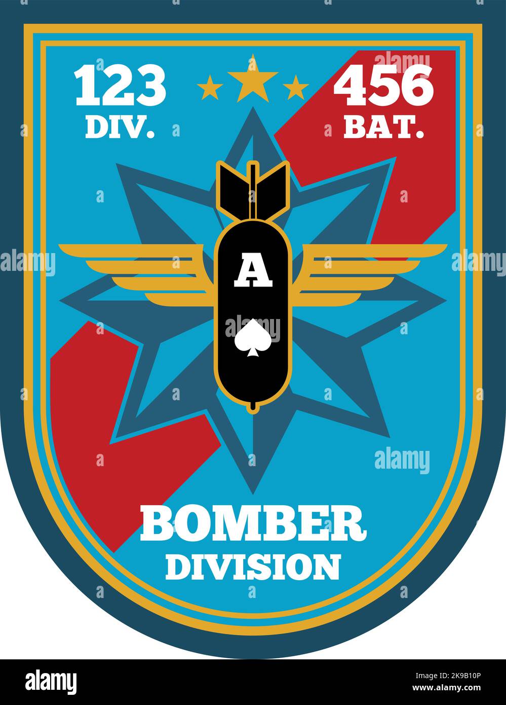 Distintivo divisione bomber. Logo militare. Emblema da caccia Illustrazione Vettoriale