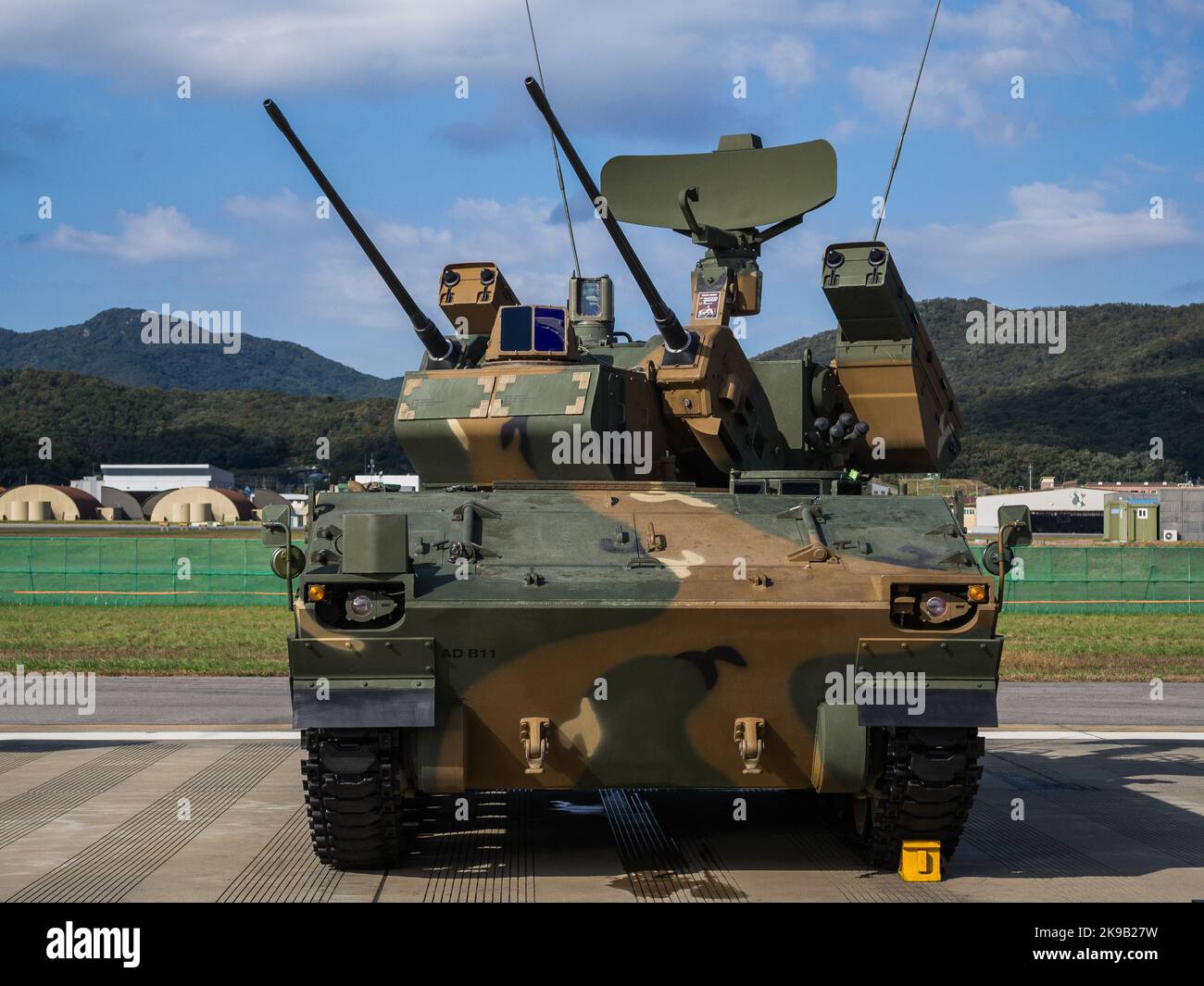 Seongnam, Corea del Sud- 15.ott.2019: L'arma semovente K30 Biho Twin da 30 mm presentata in ADEX (Seoul International Aerospace Defecn Foto Stock