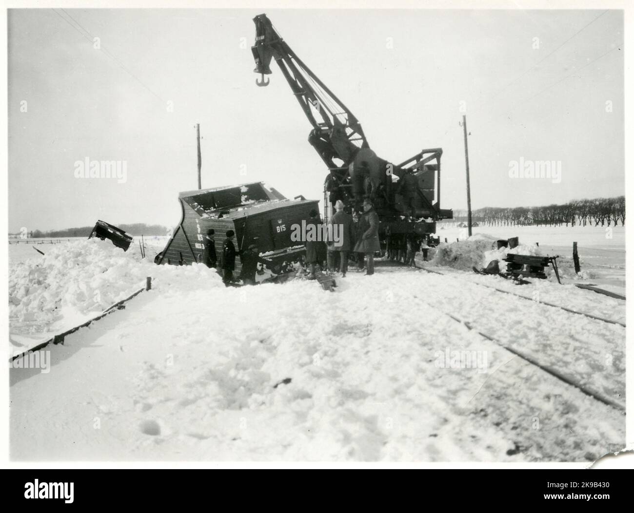 Immagine dalla linea tra Videup e Gårdstånga. Salvataggio delle ferrovie statali, SJ Snowplog B15. Foto Stock