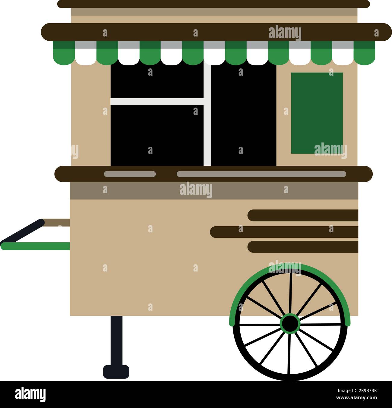 Icona del carrello degli alimenti di strada. Mercato cittadino stand Illustrazione Vettoriale