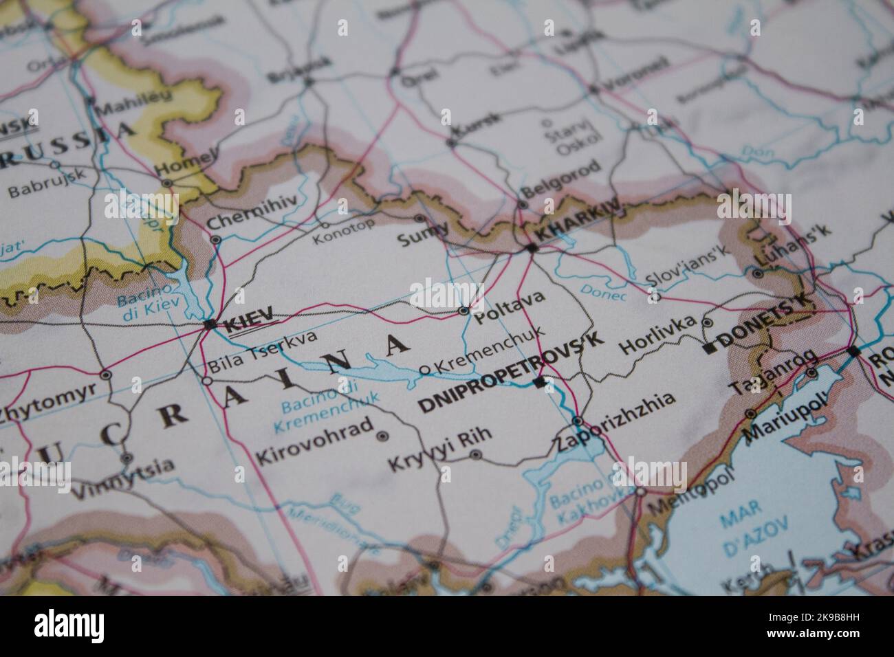 Mappa dei confini tra Ucraina, Russia e Bielorussia (prima del 2014 e del 2022). Foto Stock