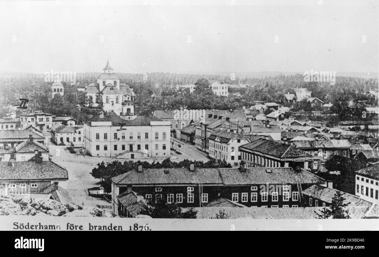 La città prima dell'incendio nel 1876 Foto Stock