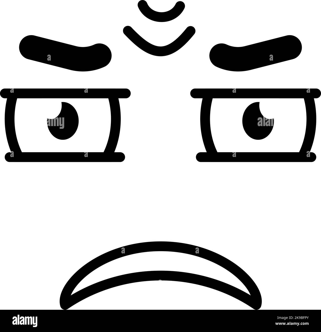 Espressione di faccia arrabbiata. Rabbia emozione. Doodle grumpy Illustrazione Vettoriale