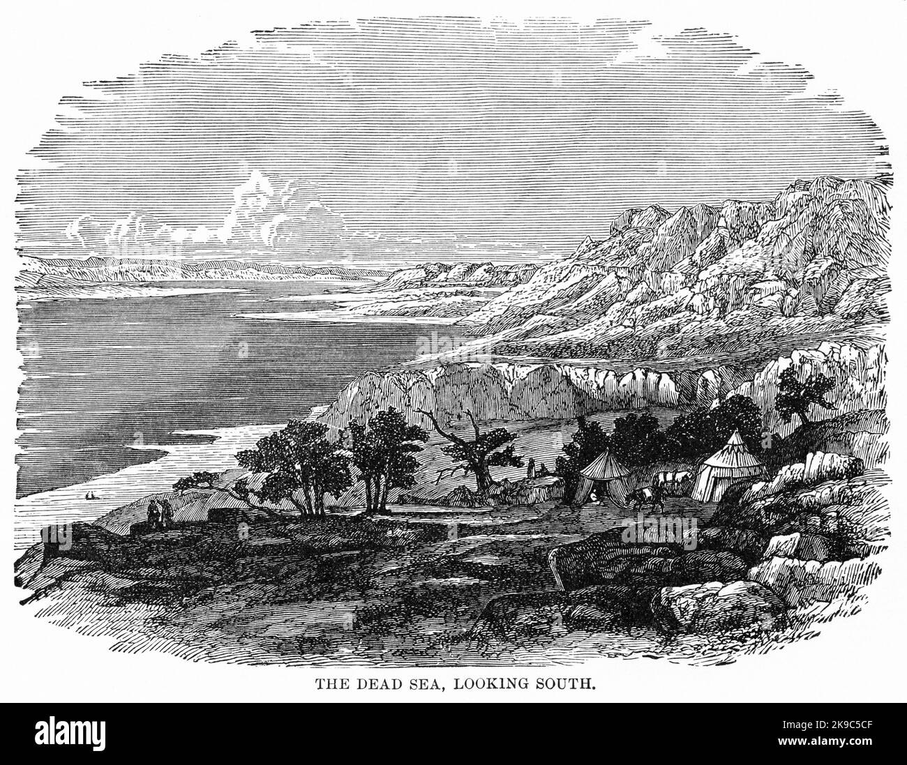 The Dead Sea, Looking South, Illustration, Ridpath's History of the World, Volume i, di John Clark Ridpath, LL. D., Merrill & Baker Publishers, New York, 1894 Foto Stock