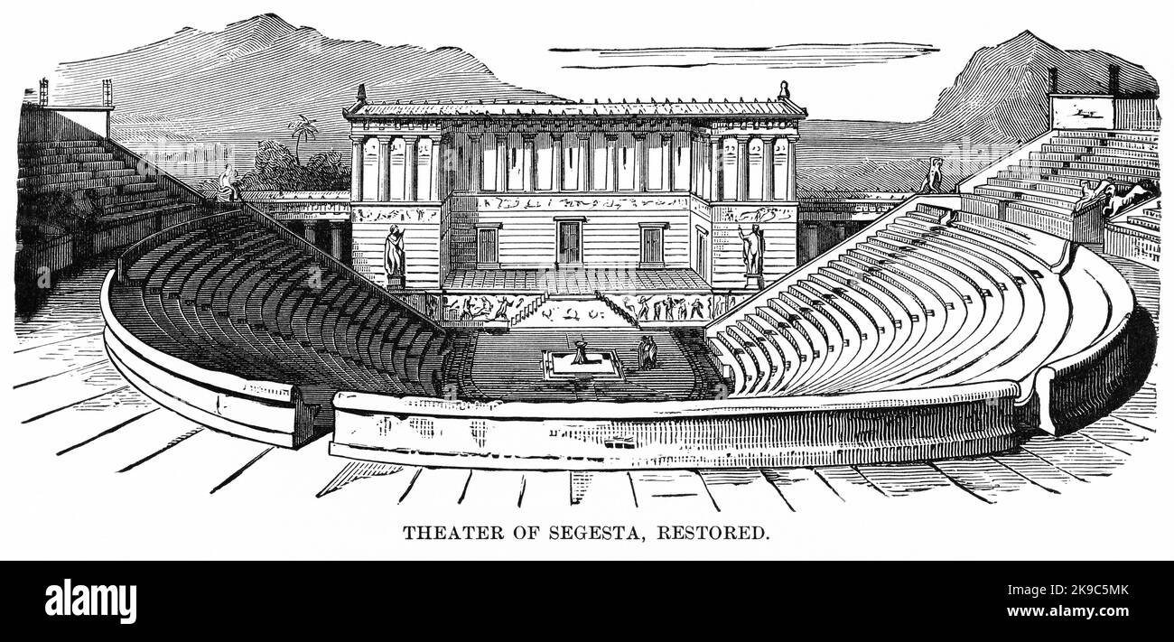 Teatro di Segesta, Illustrazione, Storia del mondo di Ridpath, Volume i, di John Clark Ridpath, LL. D., Merrill & Baker Publishers, New York, 1894 Foto Stock
