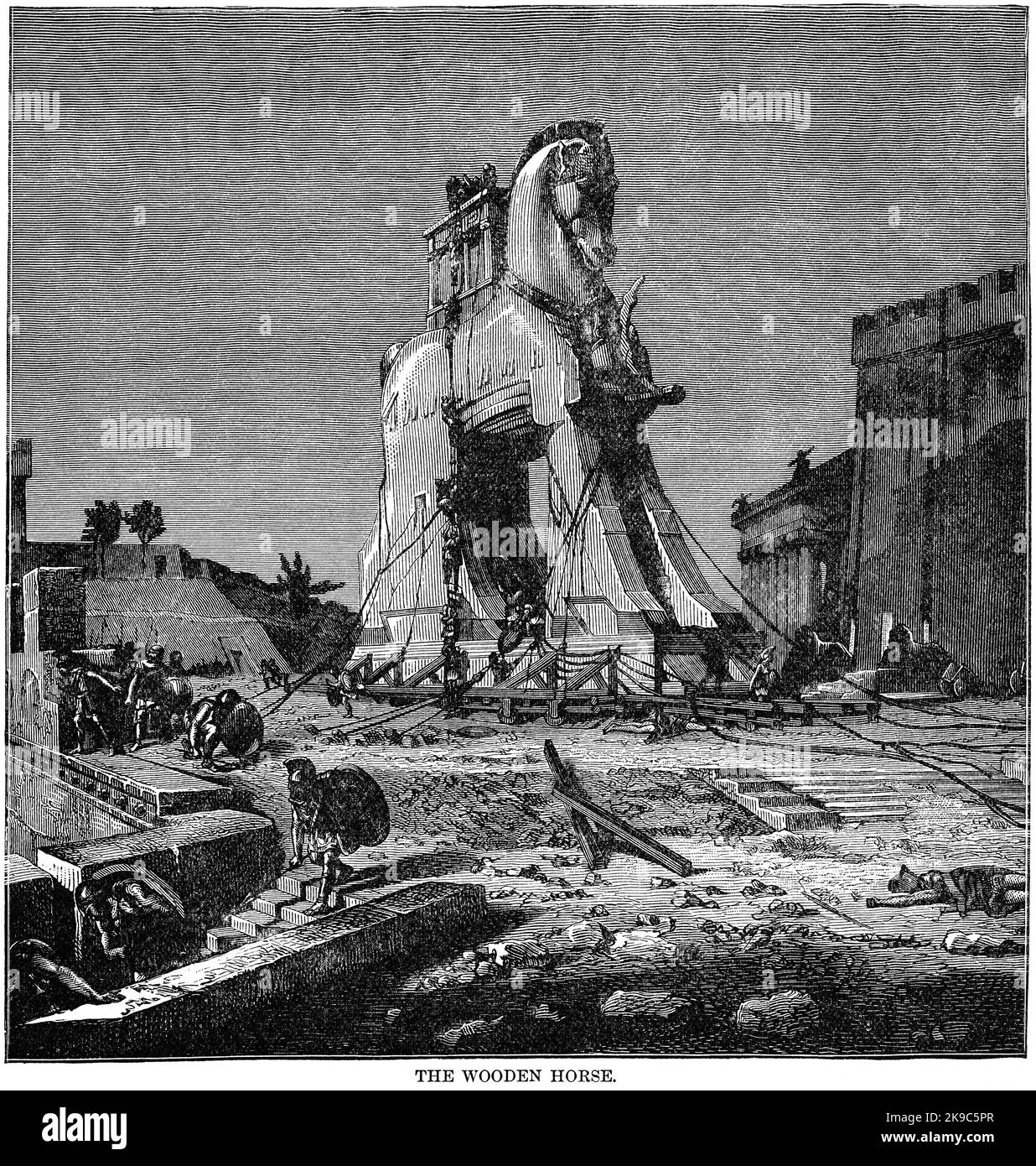 The Wooden Horse, Illustration, Ridpath's History of the World, Volume i, di John Clark Ridpath, LL. D., Merrill & Baker Publishers, New York, 1894 Foto Stock