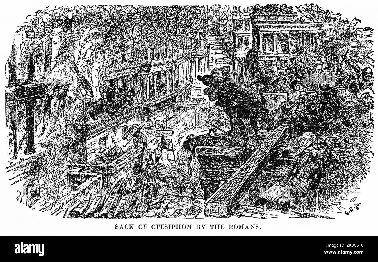 Sacco di Ctesiphon dei Romani, Illustrazione, Storia di Ridpath del mondo, Volume i, di John Clark Ridpath, LL. D., Merrill & Baker Publishers, New York, 1894 Foto Stock