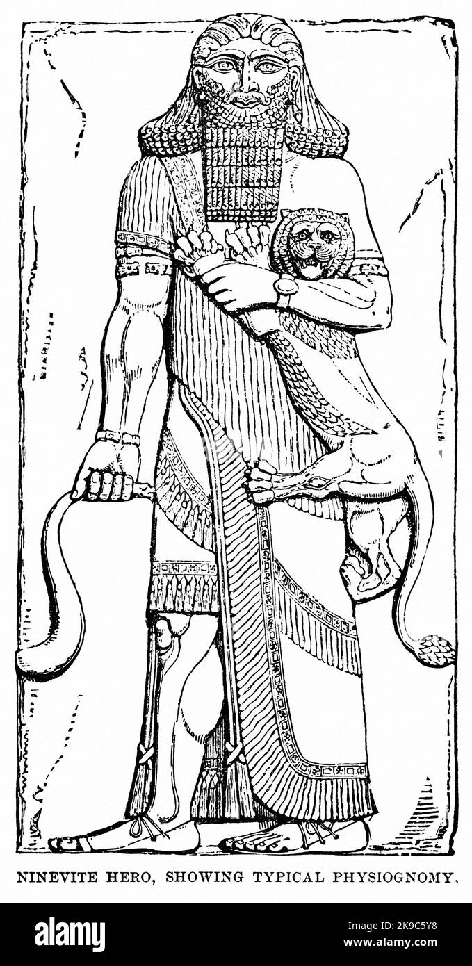 Ninive Hero, che mostra la fisionomia tipica, Illustrazione, Storia di Ridpath del mondo, Volume i, di John Clark Ridpath, LL. D., Merrill & Baker Publishers, New York, 1894 Foto Stock