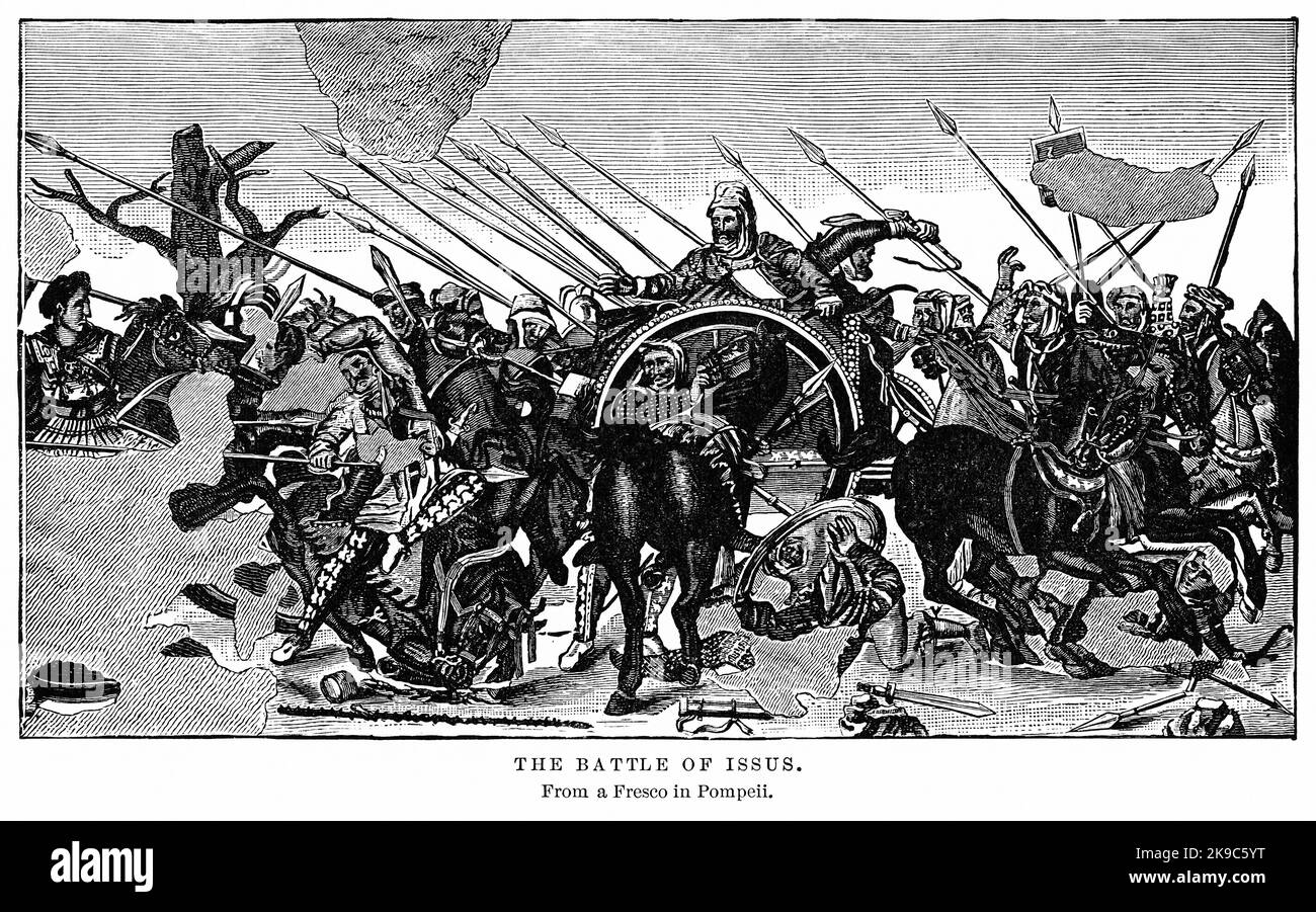 Battle of Issus, Illustrazione, Ridpath's History of the World, Volume i, di John Clark Ridpath, LL. D., Merrill & Baker Publishers, New York, 1894 Foto Stock