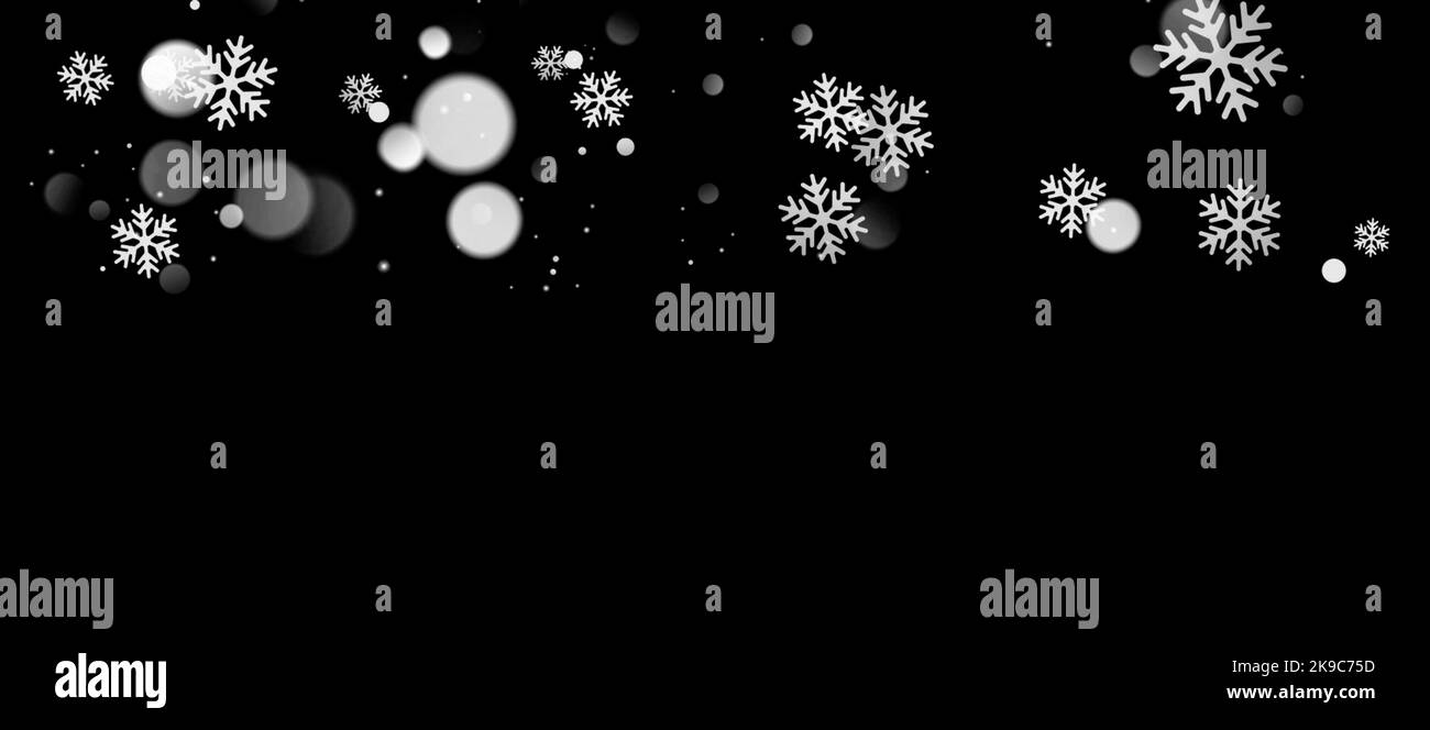 Sfondo invernale con fiocchi di neve e rami di abete con spazio copia per il design Foto Stock