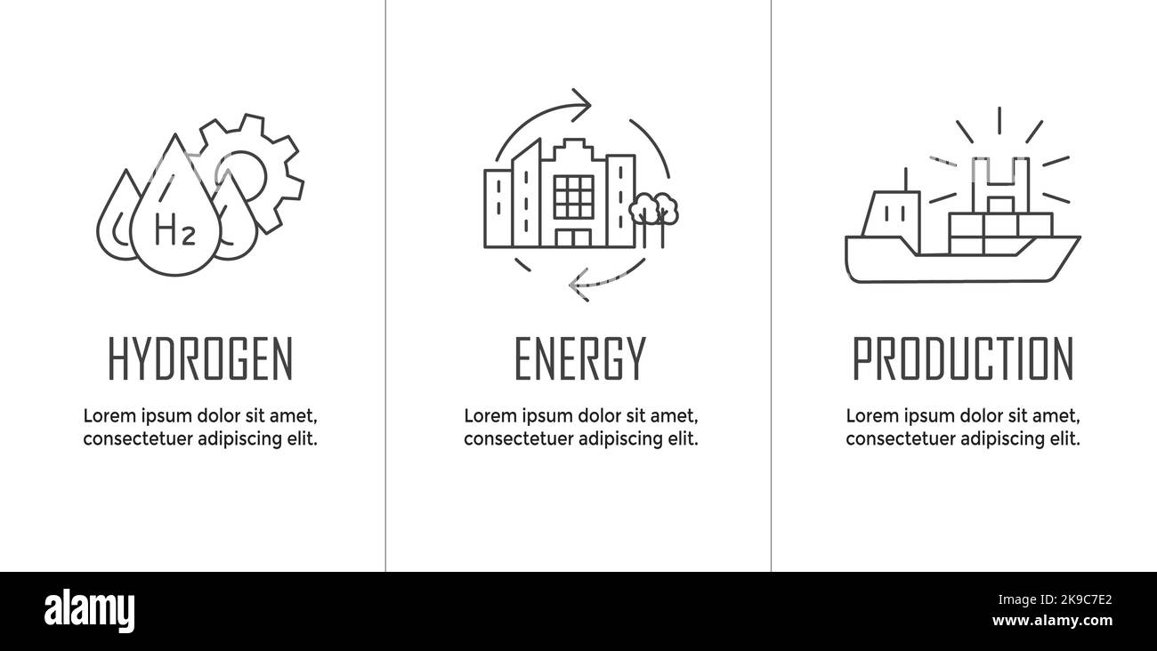 Pulire la produzione di idrogeno con il set di icone Green Energy Illustrazione Vettoriale