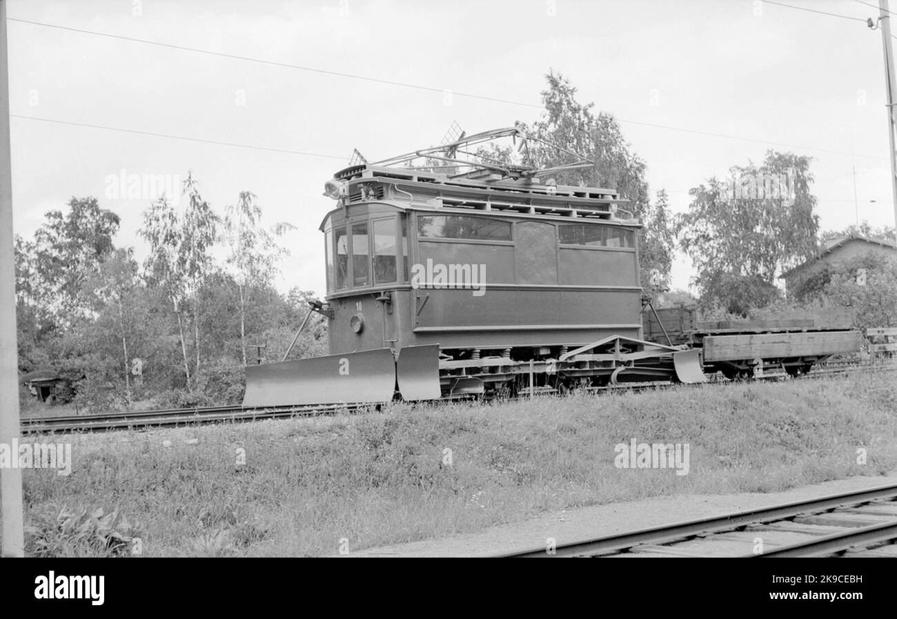 Lidingöbanan, lib, Elllok 10. Aratro e veicoli da lavoro. Foto Stock