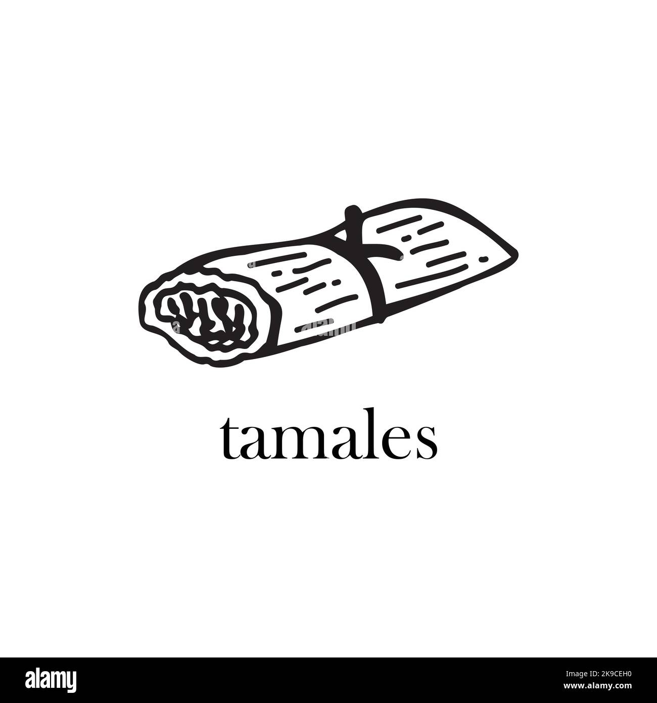 Illustrazione vettoriale del piatto di Natale del Sud America - tamales. Illustrazione disegnata a mano. Illustrazione Vettoriale