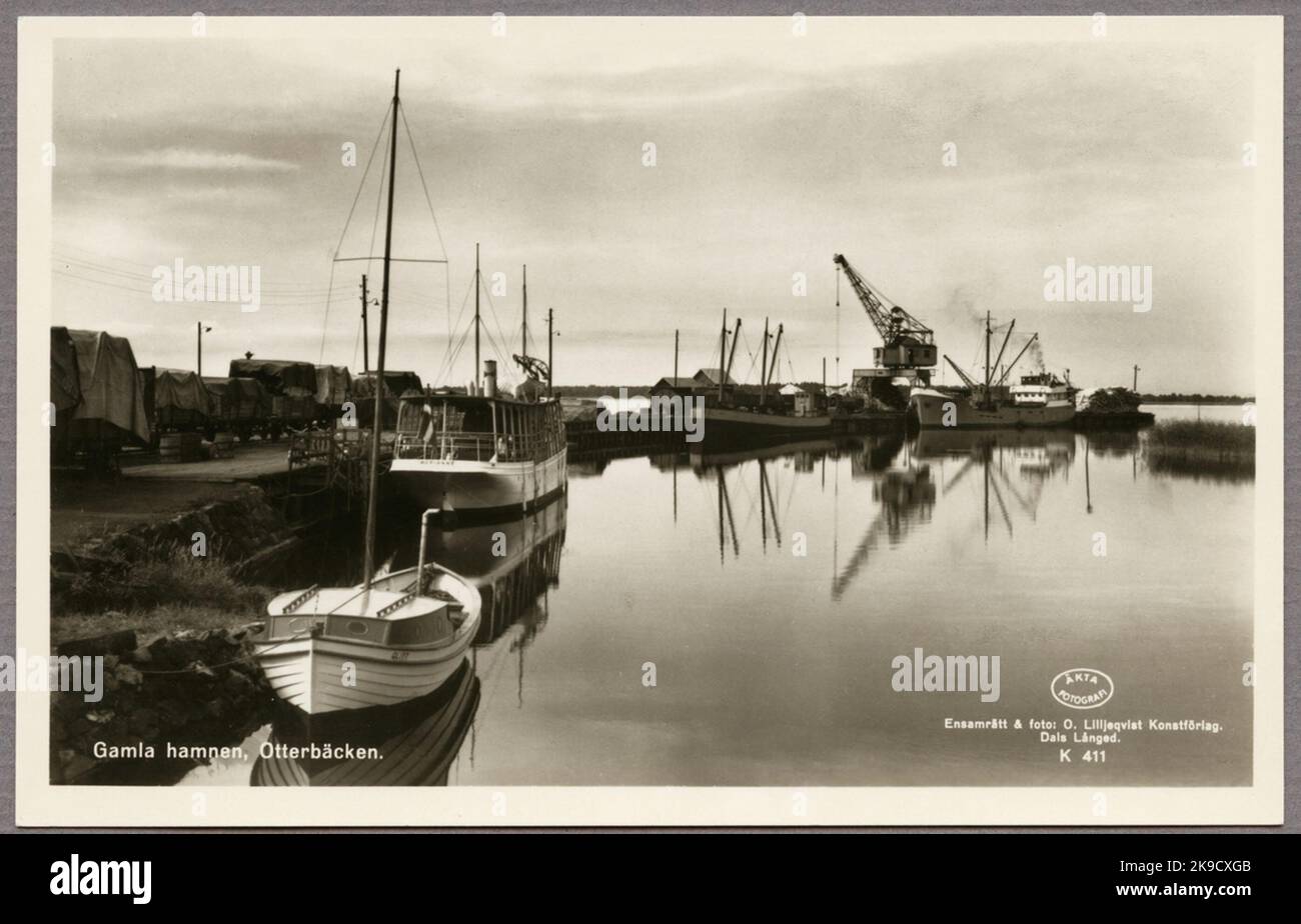 Porto con linea ferroviaria al Lago Vänern. Foto Stock