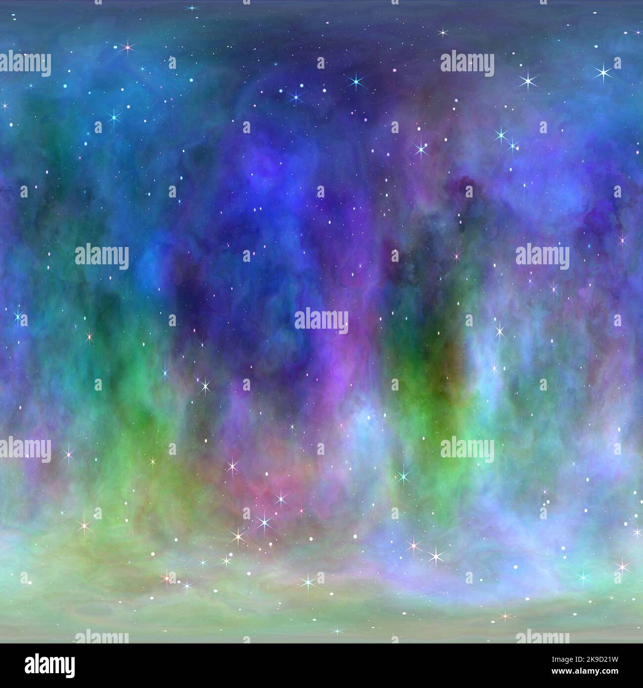 Stelle struttura nebulosa sferica senza cuciture, modello di ambiente cosmico Foto Stock