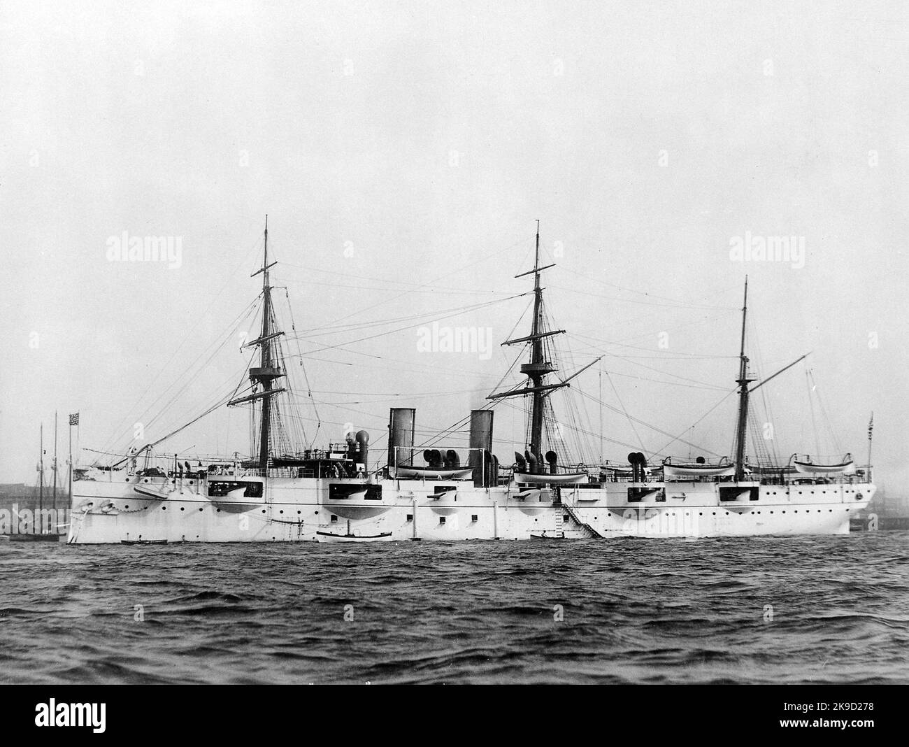 La USS Newark (C-1) fu un incrociatore protetto della Marina degli Stati Uniti, l'ottavo incrociatore protetto lanciato dagli Stati Uniti.1891 Foto Stock